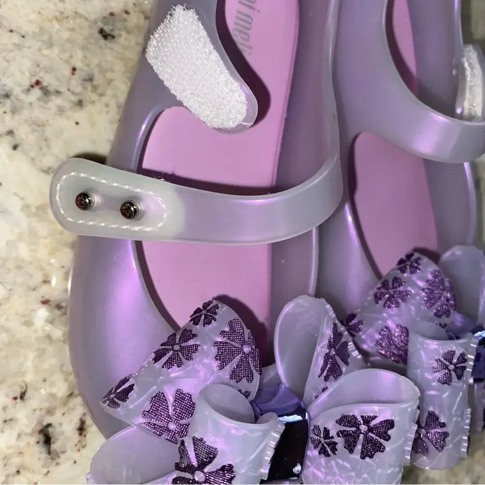 Mini Melissa $69 Glitter Lavender Ultragirl w Bow US 10 EU 27 EUC